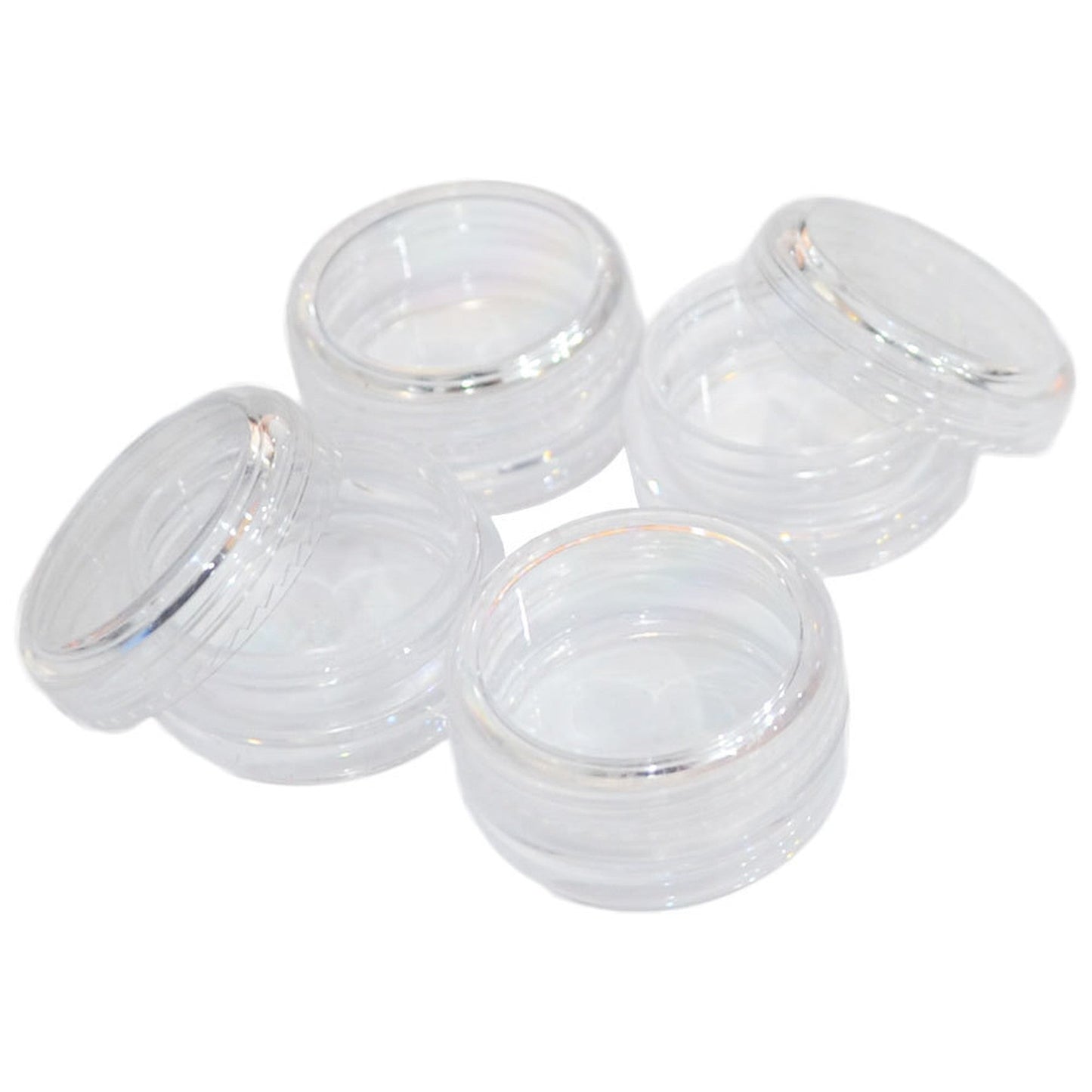 丸いプラスチックケース 3g用 4個セット/ラインストーンやアートパーツの収納に!ラウンドケース