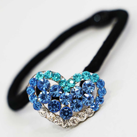 キラキラのラインストーンが綺麗なヘアゴム サファイア&アクアマリン ラインストーン ハート hg-h54