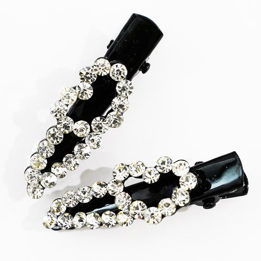 キラキラのラインストーンが綺麗なヘアクリップ 2本セット クリスタル ラインストーン ハート hp10016