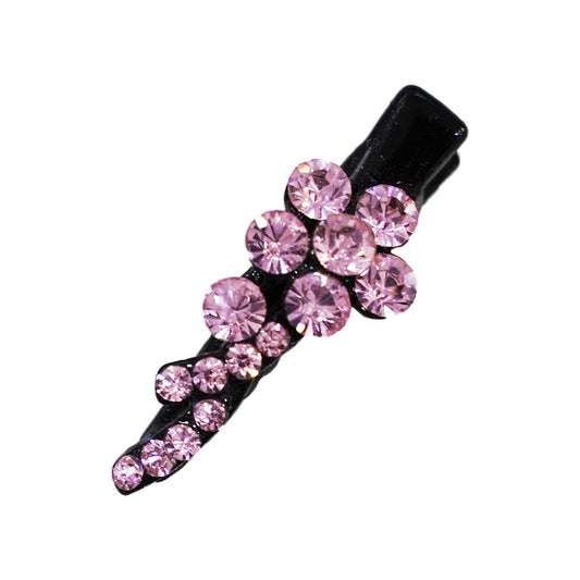 キラキラのラインストーンが綺麗なヘアクリップ  ライトローズ ラインストーン 花 hp10029