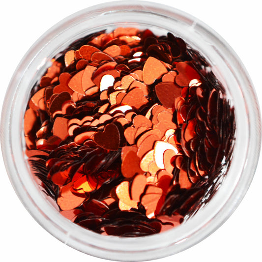 ハートの形のホログラム メタリックレッド 3mm プリンセスジュエリー / ネイル ラメ グリッター ホログラム