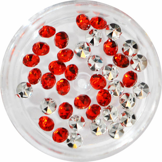 アクリルストーン チャトン 3mm レッド 丸ケース入り 約40粒
