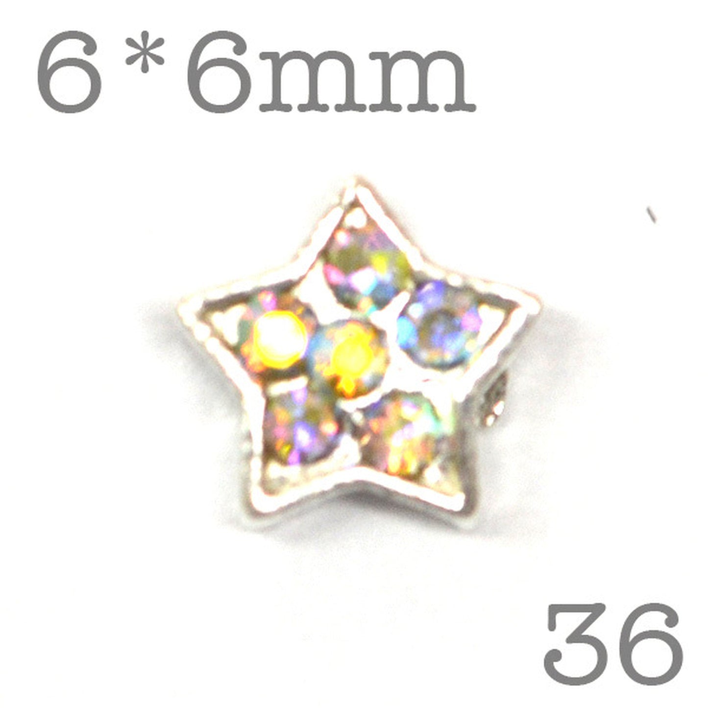 ネイルジュエリー 36番 スター 6x6㎜ オーロラ 【2個セット】