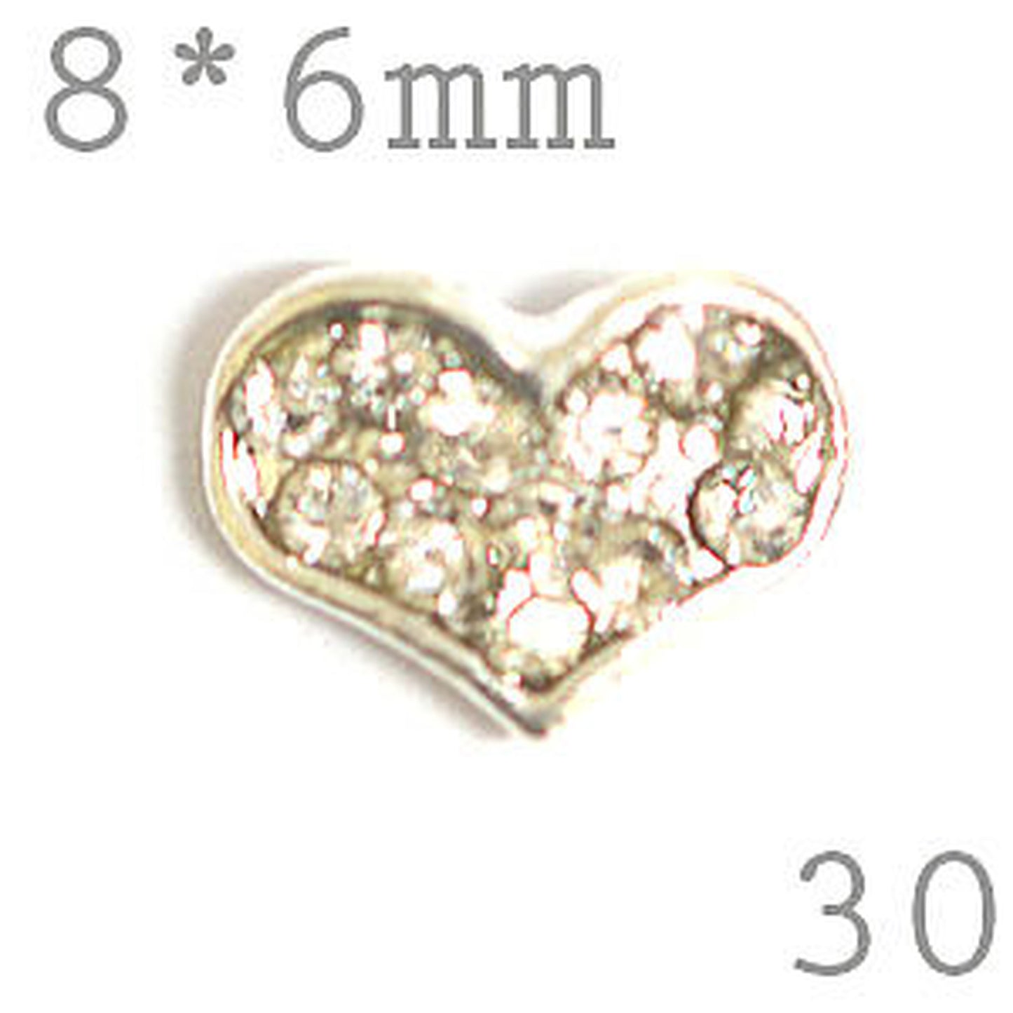 ネイルジュエリー 30番 ハート【L】6x8㎜ クリスタル【2個セット】