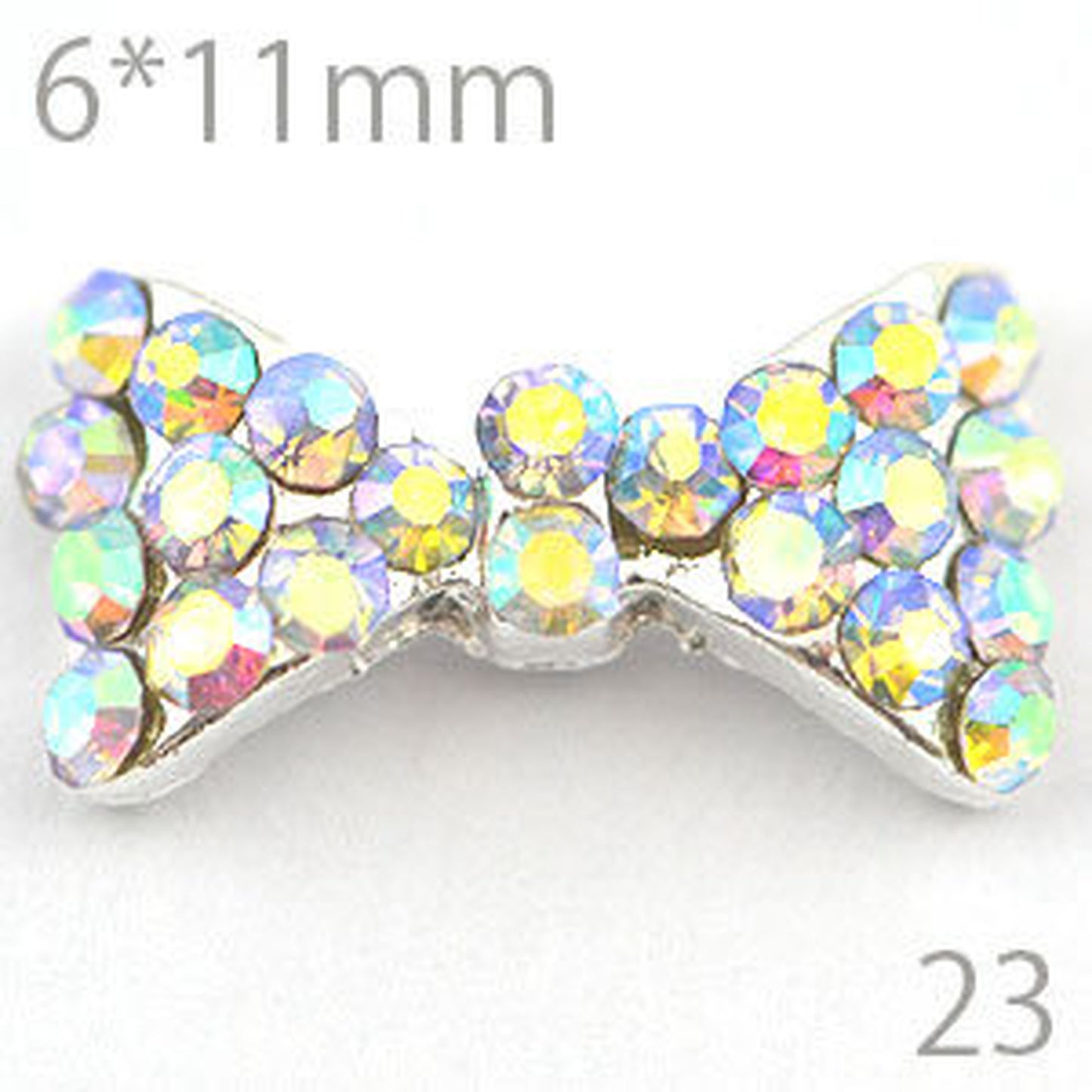 ネイルジュエリー 23番 リボン オーロラ 6x11㎜【2個セット】nailon-j23 mp0023