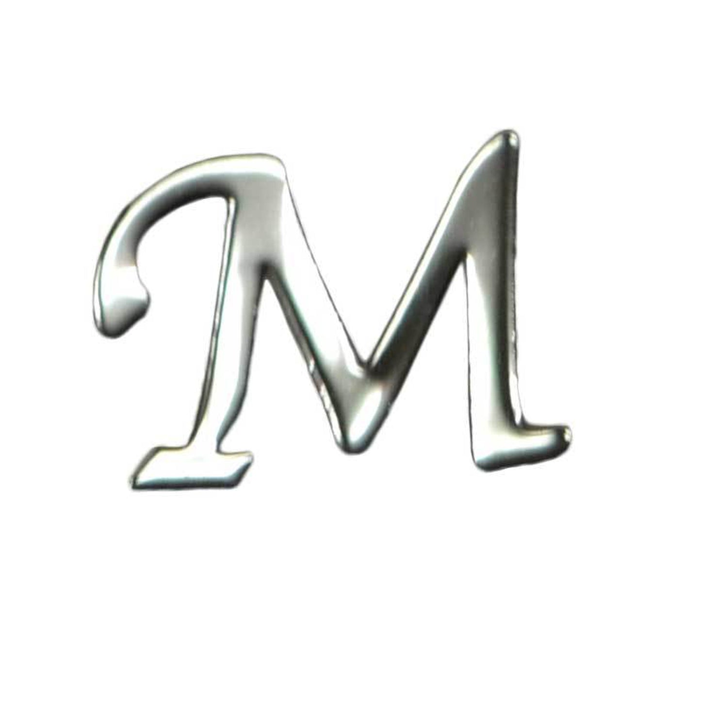アルファベットイニシャルネイルパーツ!M/シルバー・人気の書体5mmx7mm 10枚