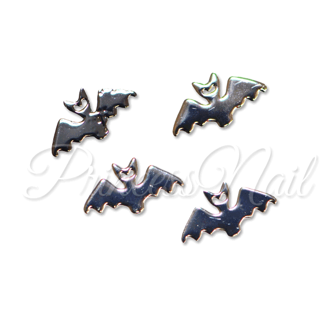メタルパーツ ハロウィン BAT(S) コウモリ 5mm×3mm シルバー 4p入り