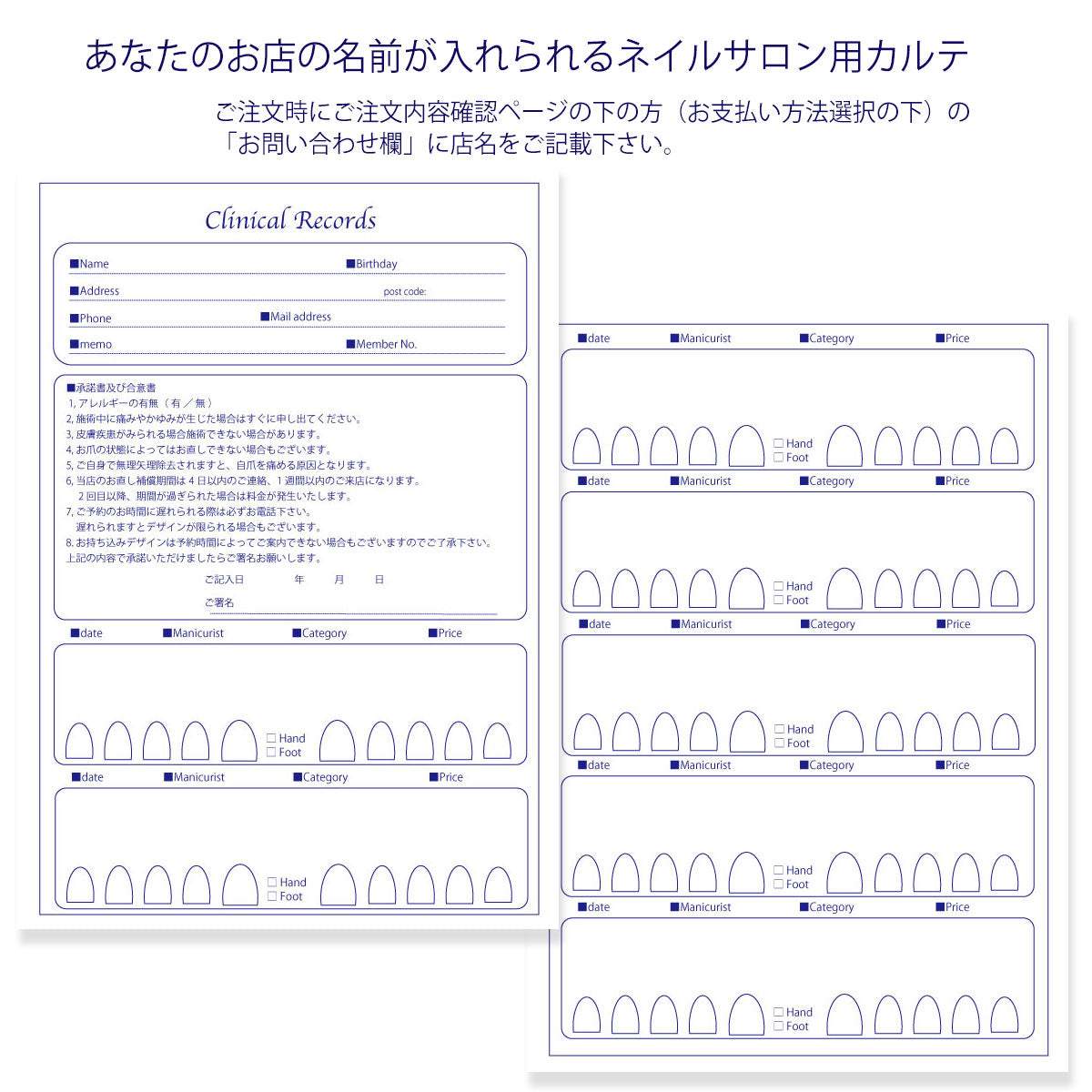 サロン名が指定可能なオリジナルネイルサロンカルテ/PDFファイルをDVDにて納品