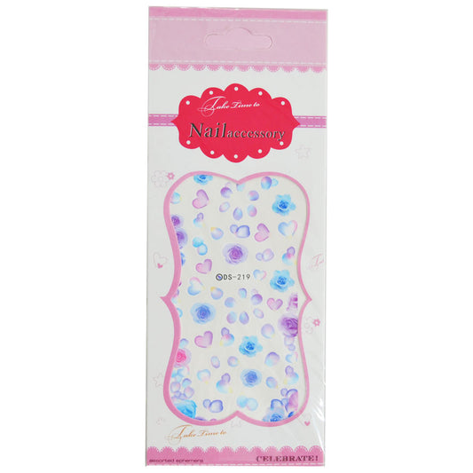 ネイルシール DS-219 ウォーターネイルシール 水彩フラワー ブルー