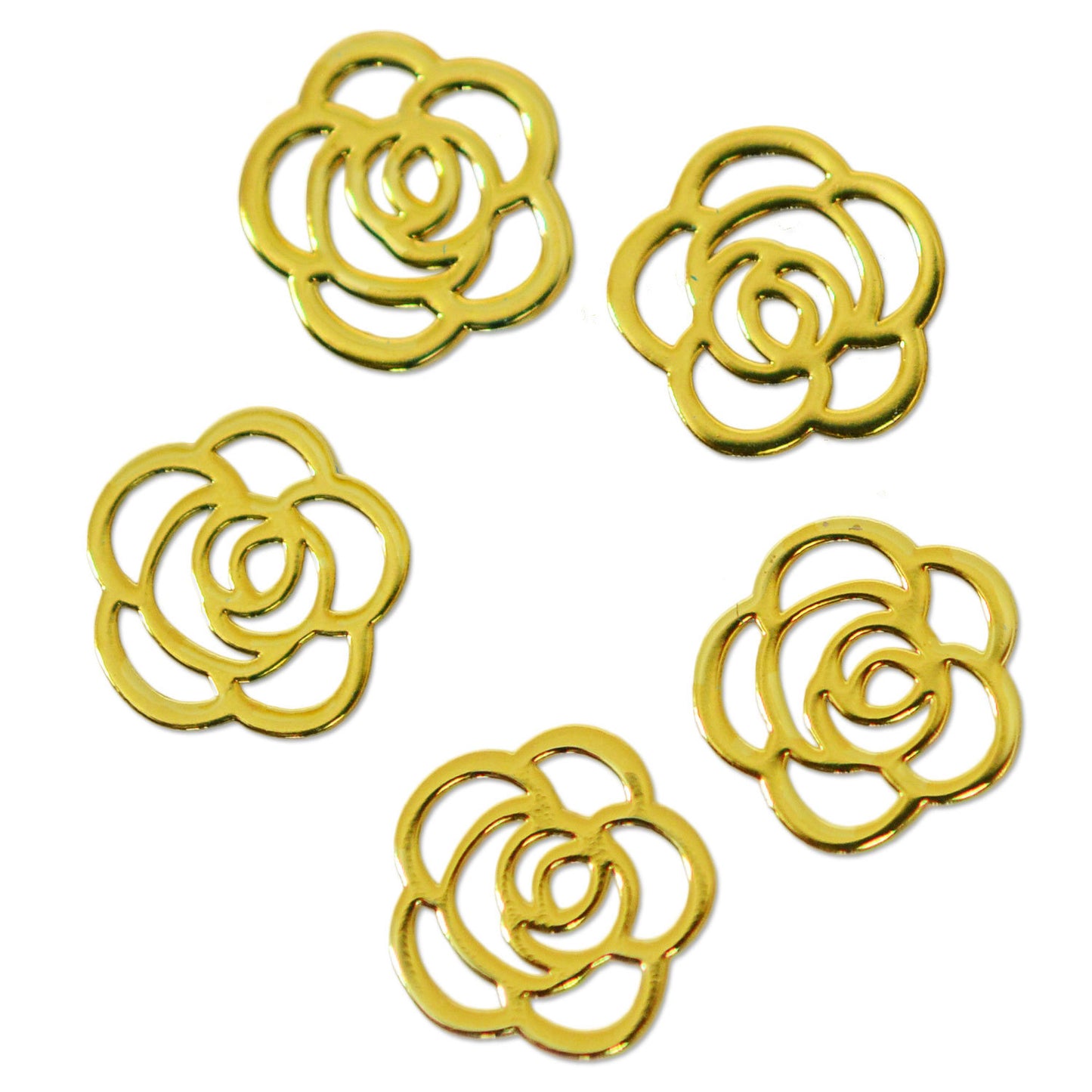 フラットメタルパーツ ローズ(薔薇) 約5mm ゴールド 20個入り mp10013