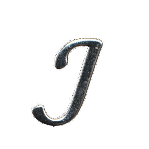 アルファベットイニシャルネイルパーツ!J/シルバー・人気の書体5mmx6mm 10枚