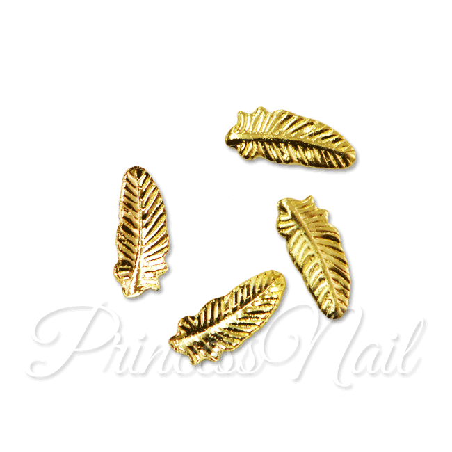メタルパーツ 鳥の羽 M feather ゴールド 3mm×7mm:4個入り MP0009