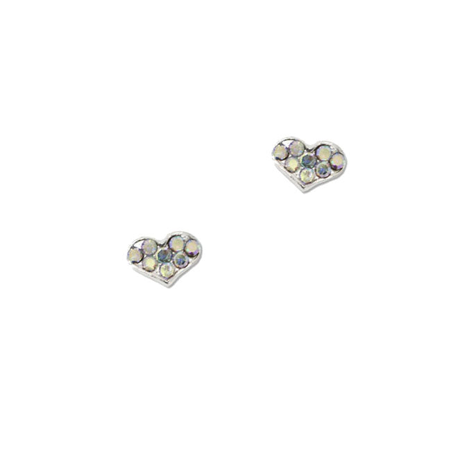 ネイルジュエリー ハート シルバー&ABストーン 2個 6mm×5mm MP0062