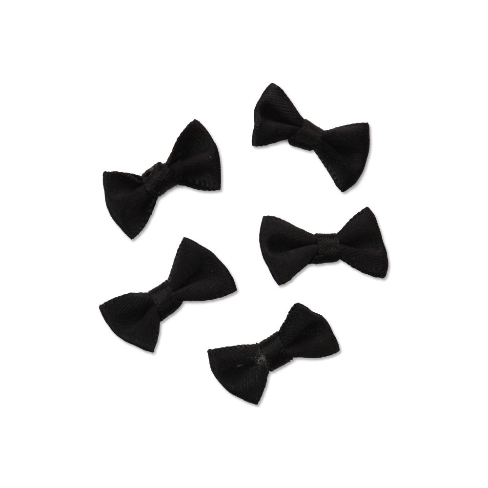 小さい布製リボン ブラック 約2cm×1cm 【5個セット】デコパーツ