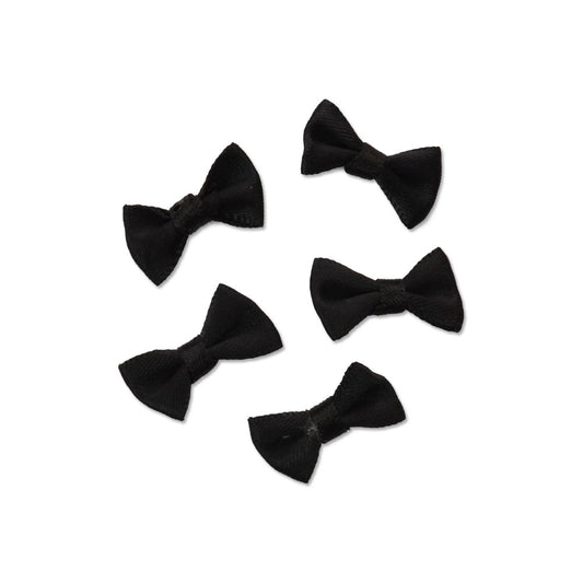小さい布製リボン ブラック 約2cm×1cm 【5個セット】デコパーツ