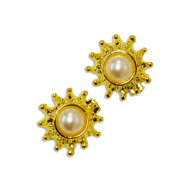 ジュエリーメタルパーツ 王冠パール 2個入り crown&pearl ゴールド 8mm×8mm