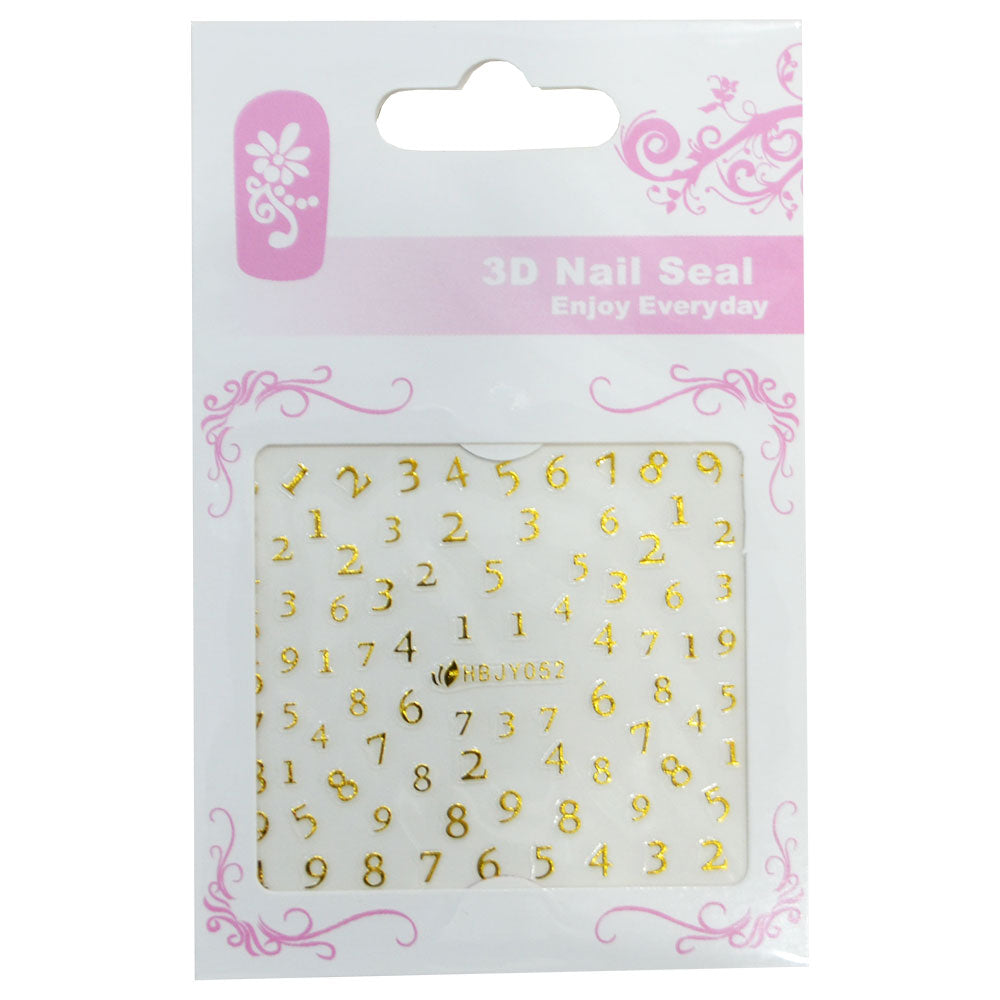 ネイルシール SC002 オシャレなフォントの数字 ゴールド  ネイルステッカー