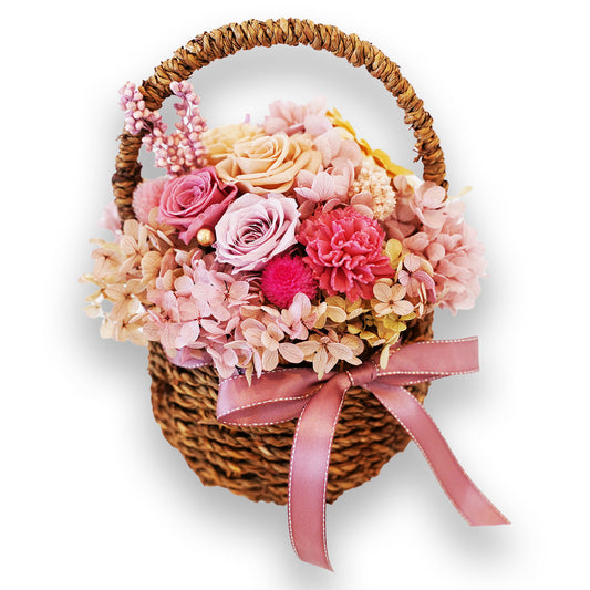 プリザーブドフラワー アレンジメント PZF001a スモーキーピンク バケット