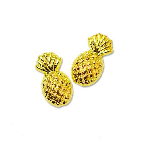 夏にぴったりのメタルパーツ　pineapple パイナップル（ゴールド）4ｍｍ×8ｍｍ：２粒入り
