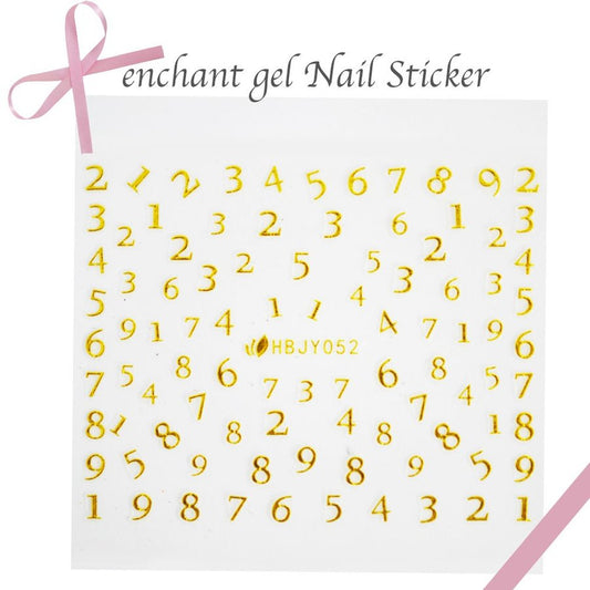 ネイルシール SC002 オシャレなフォントの数字 ゴールド 送料無料 激安 ネイルステッカー
