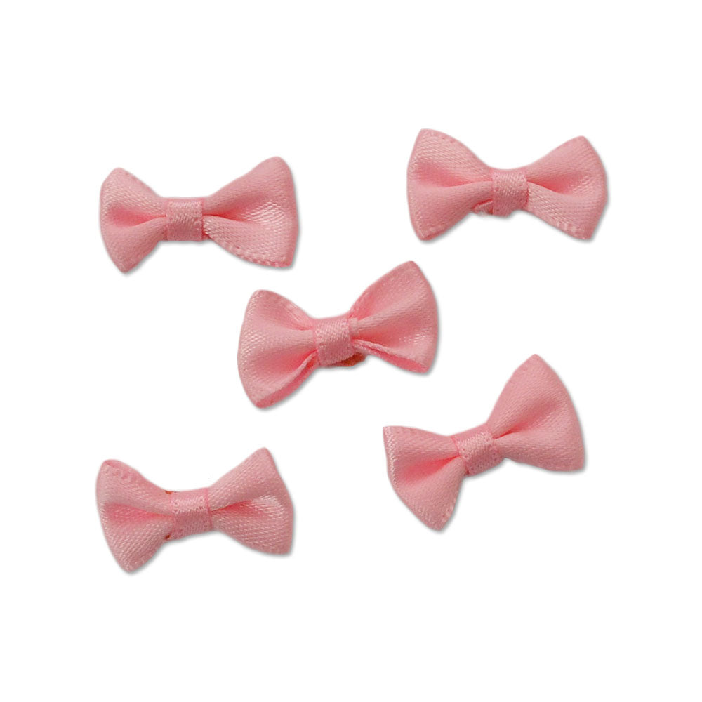 小さい布製リボン　ピンク 約2cm×1cm 【5個セット】デコパーツ